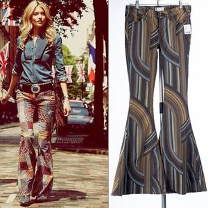 NWT FREE PEOPLE Psych Striped Bell Bottom cords